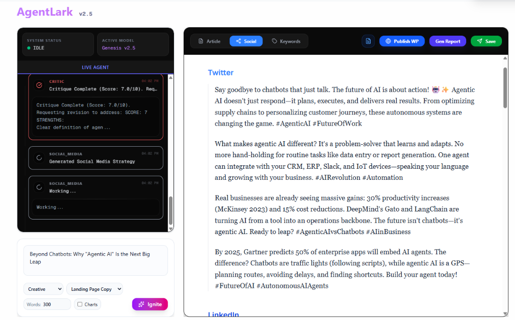 AgentLark Dashboard Preview